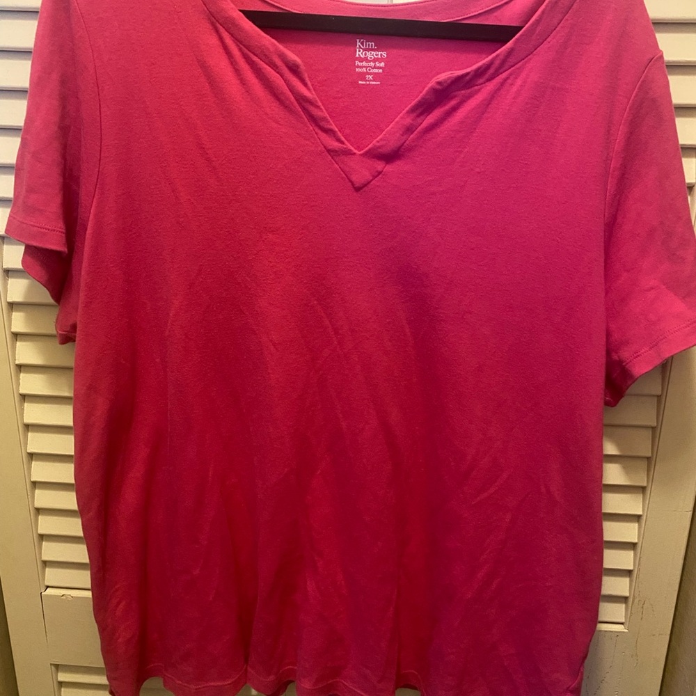 Kim Rogers Fuchsia V-Neck Top